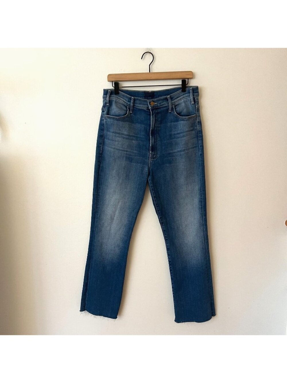 MOTHER Denim The Hustler Ankle Fray Slim Boot Jeans No Promises Women's Size 34